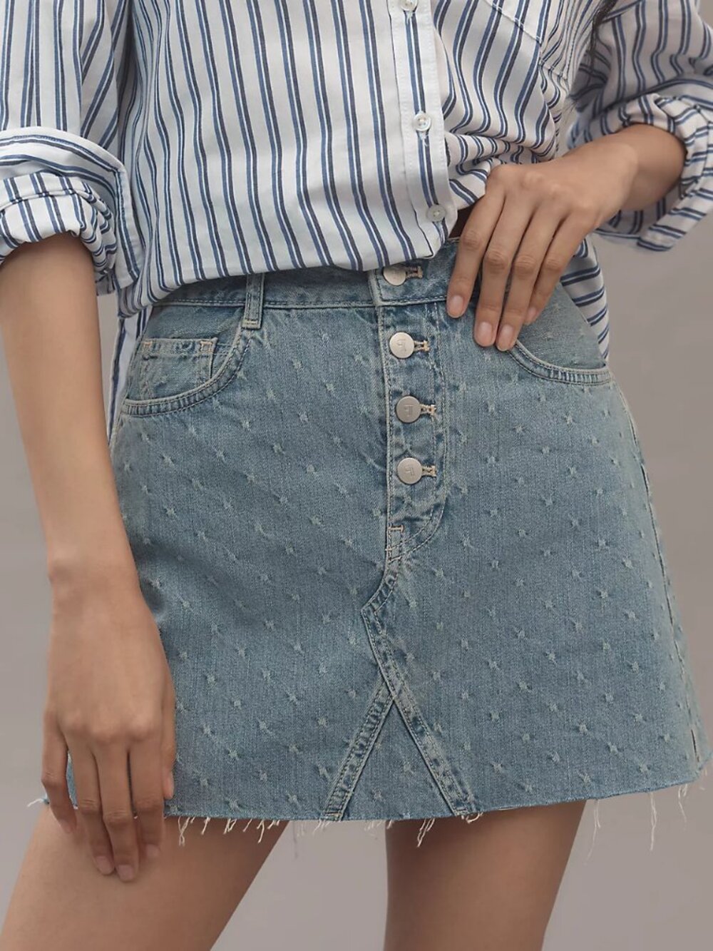 Pilcro Jacquard Denim Mini Skirt Size 10 NWT